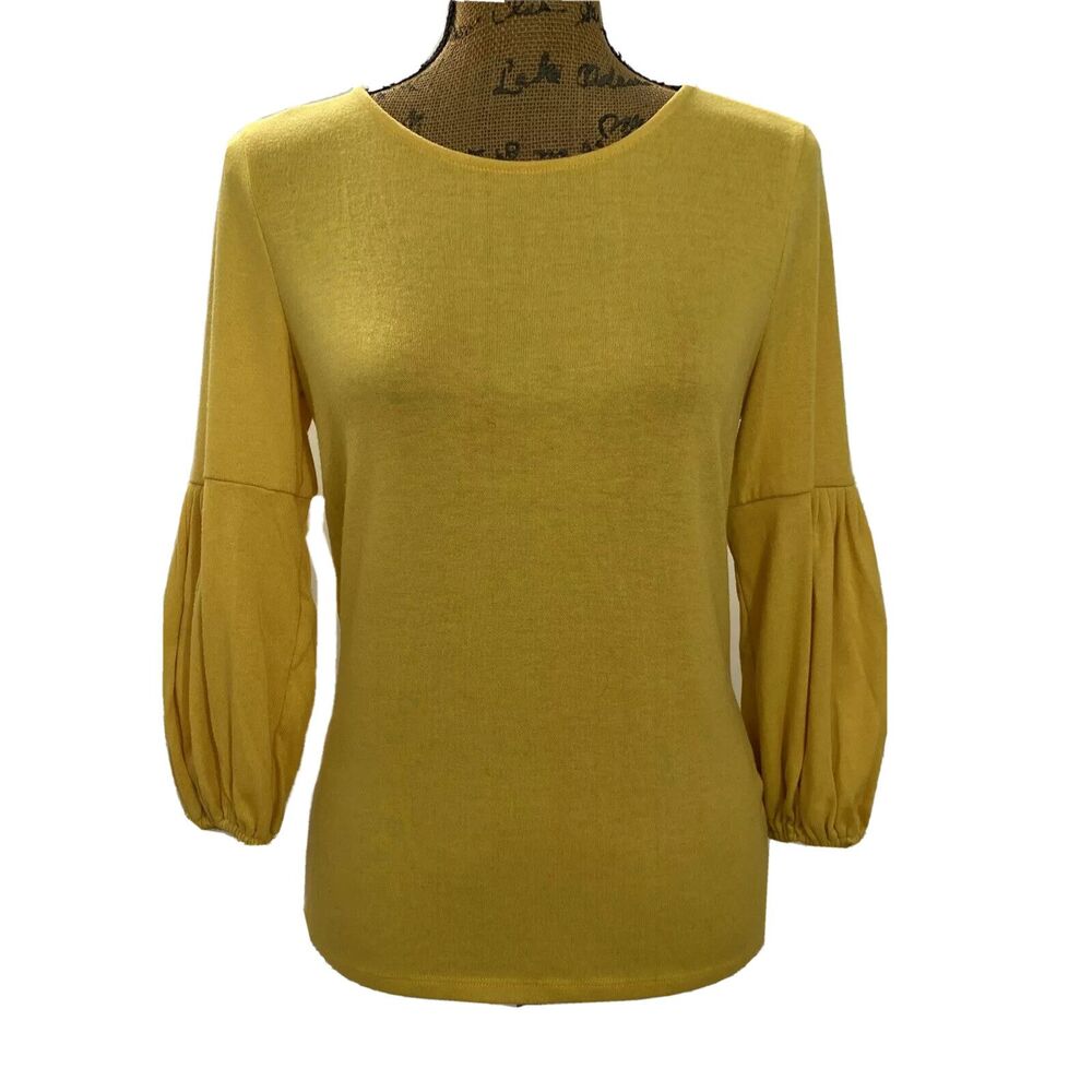 Talbots Top XS Mustard Yellow Gold Lantern‎ Sl Stretch Back Keyhole Romantic